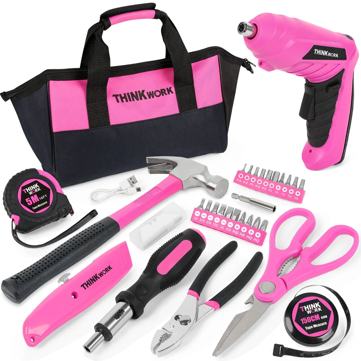 122-Piece Pink Tool Kit with 3.6V Electric Screwdriver R3170