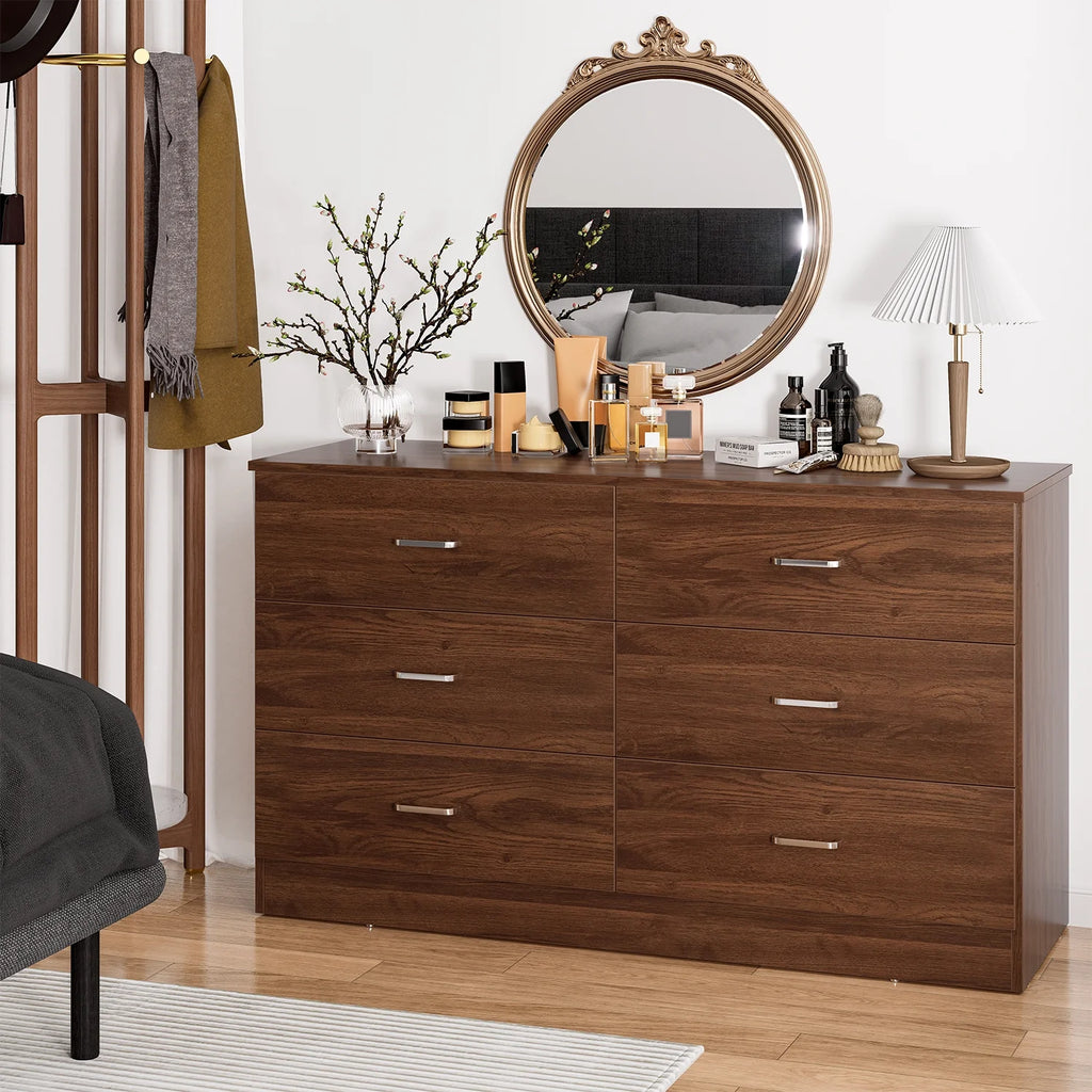 White 6 Drawer Wood Double Dresser N645