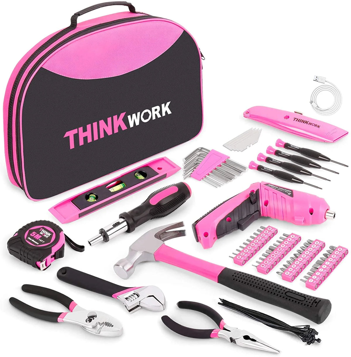 122-Piece Pink Tool Kit with 3.6V Electric Screwdriver R3170