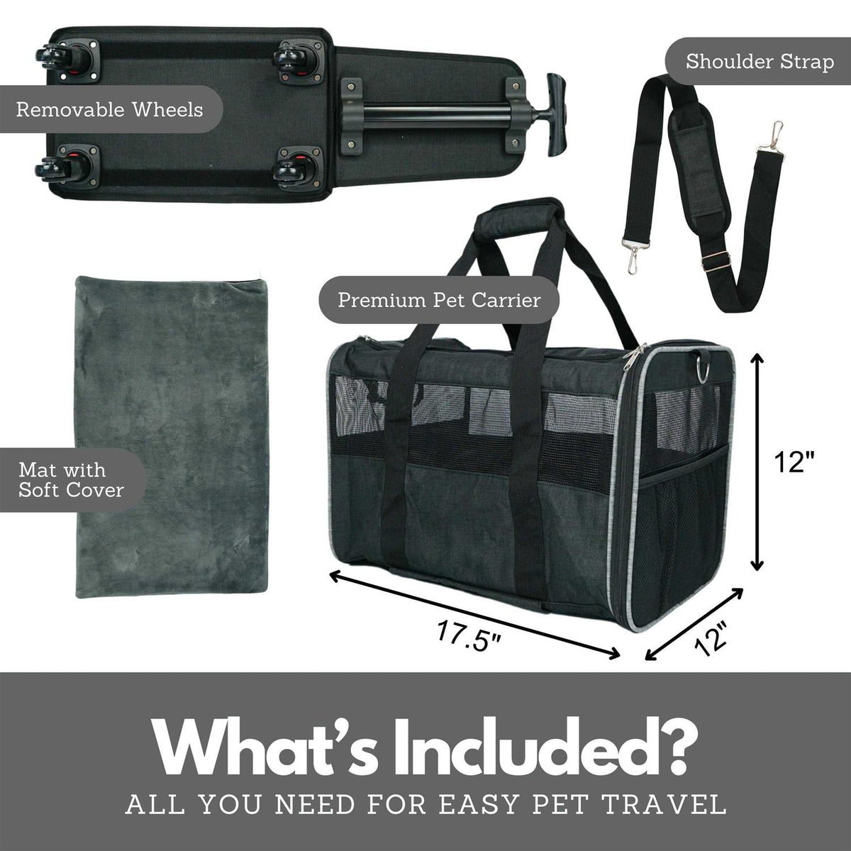 Rolling Pet Carrier with Wheels O154