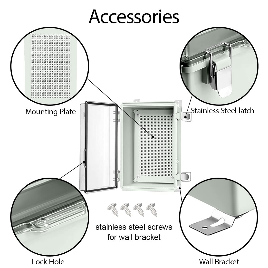 ABS IP67 Waterproof Junction Box with Mounting Plate 11.4x7.5x5.5 inch Pack of 2 T70776