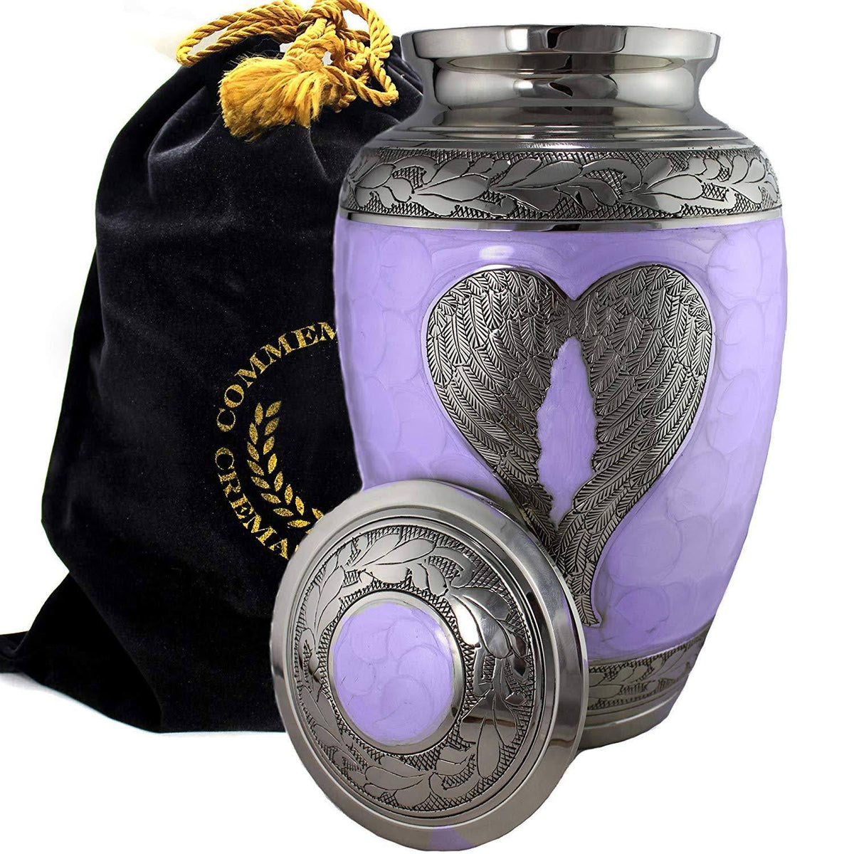 Lilac/Silver Angel Wings Cremation Urns P76242