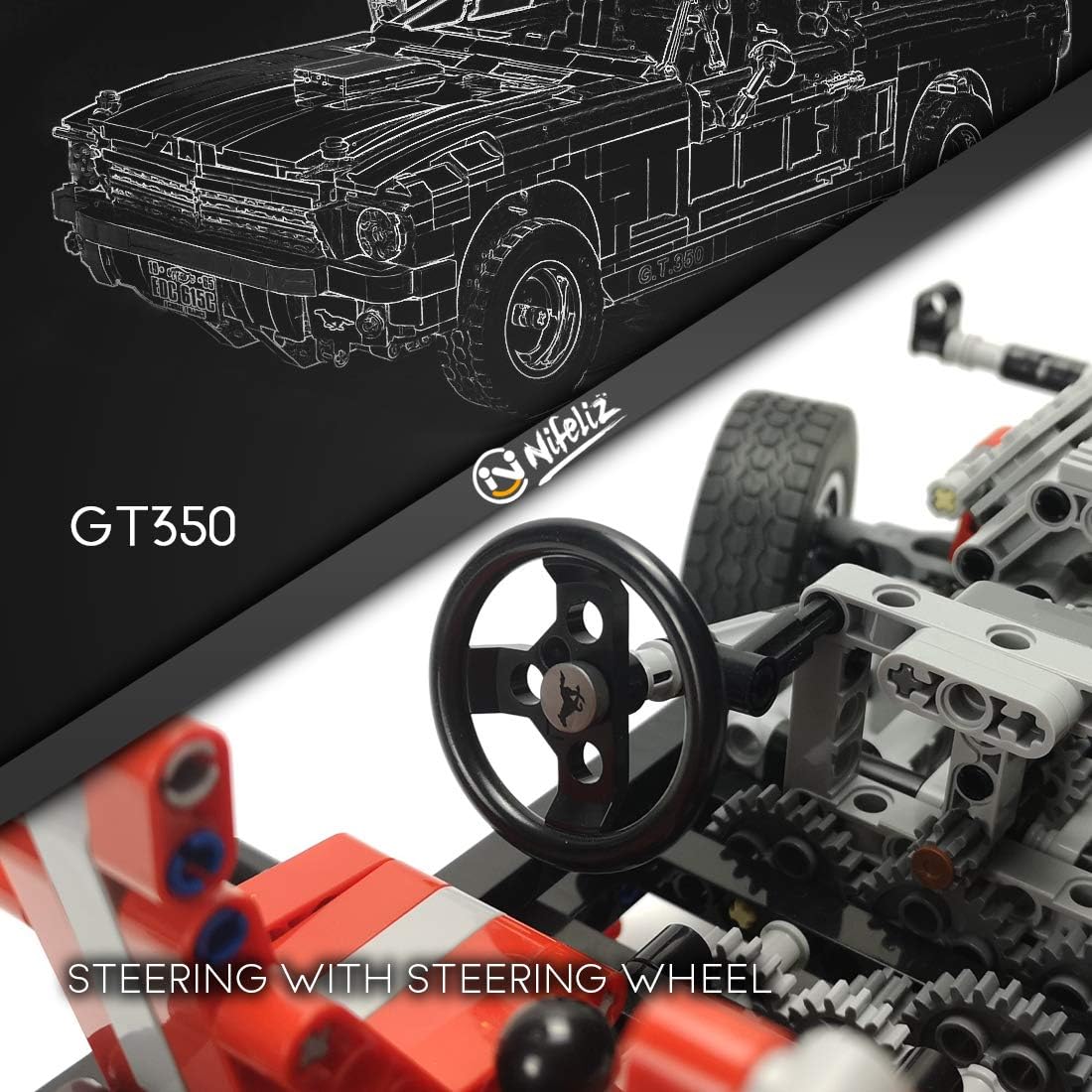 1965s GT350 Race Car Building Set (1,817 Pieces) D2899