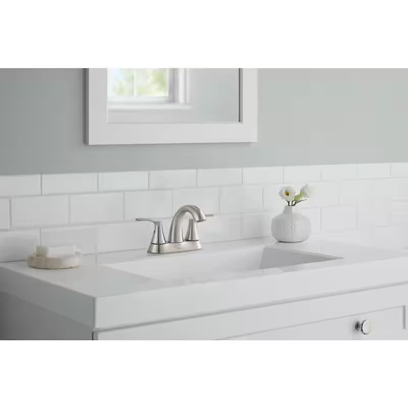 4 in. Centerset Double-Handle High-Arc Bathroom Faucet in Brushed Nickel T8862