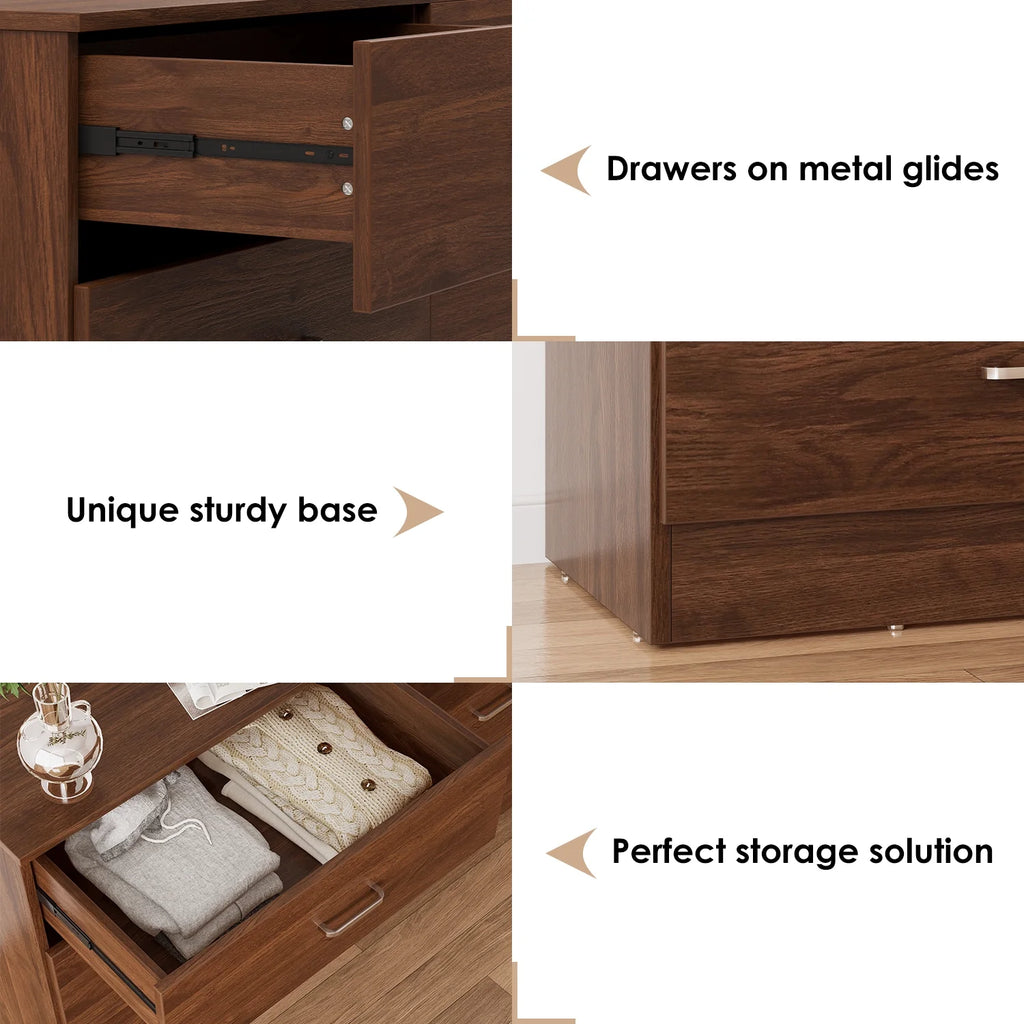 White 6 Drawer Wood Double Dresser N645