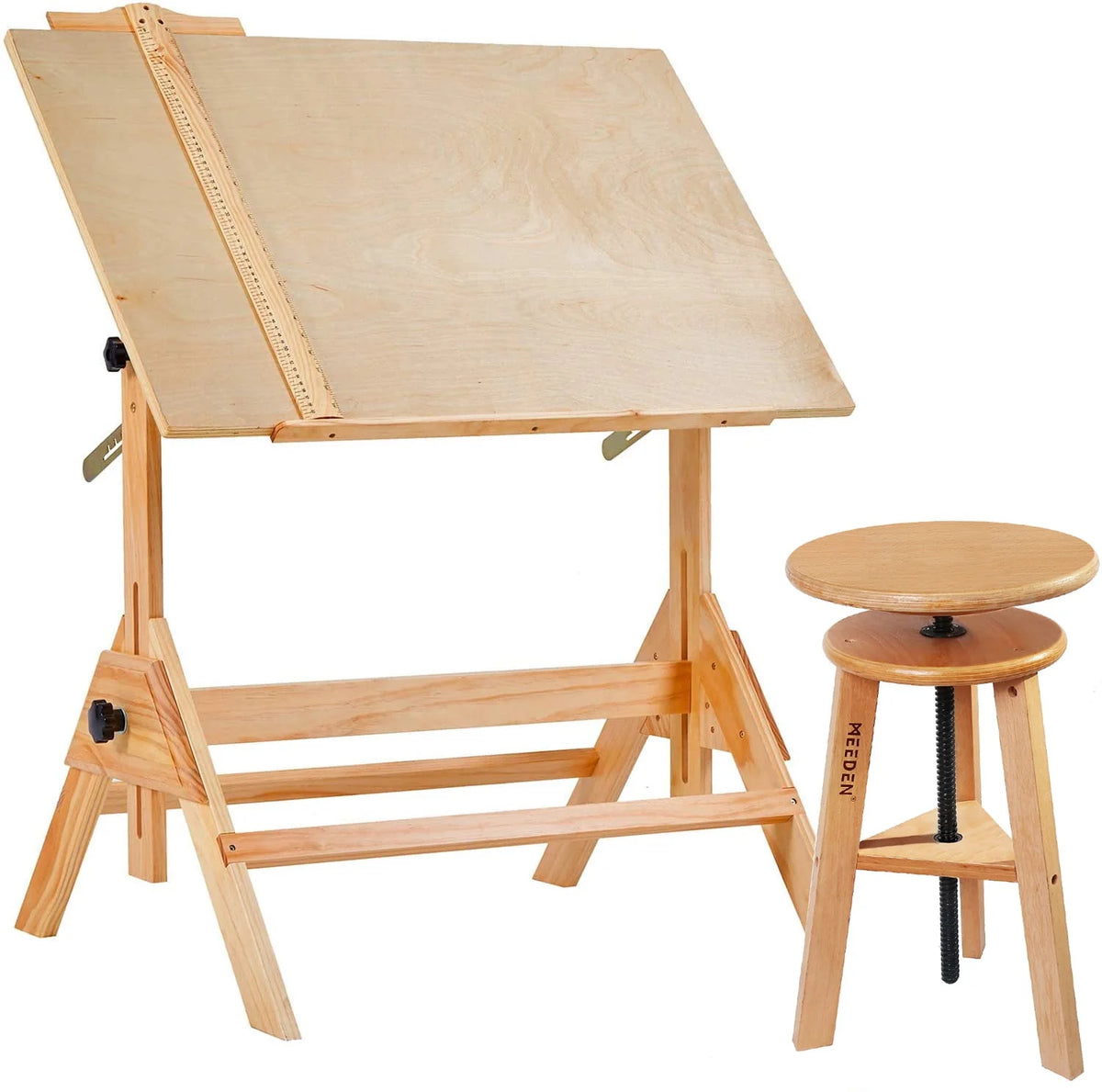 Adjustable Height Beechwood Wooden Drafting Stool J641