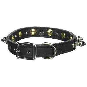 Black Leather Dog Collar Z660