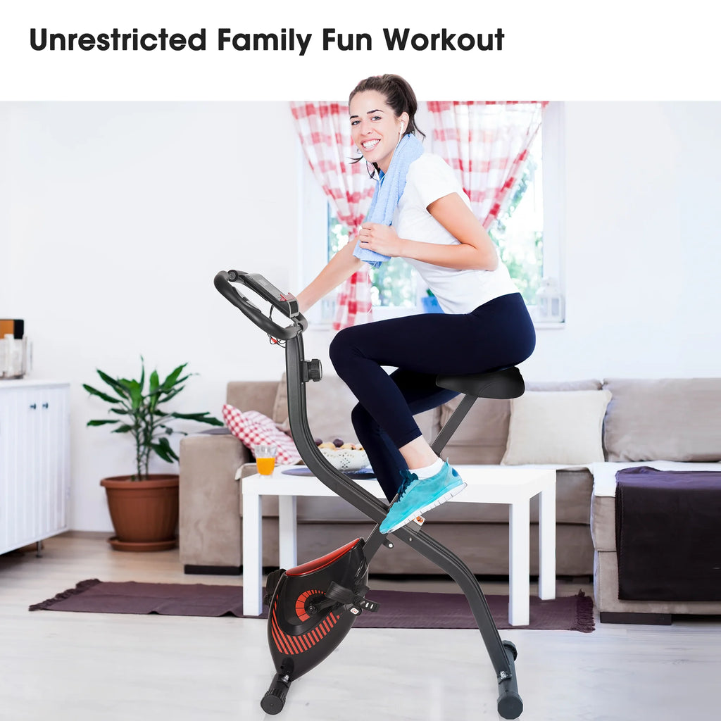 Folding Stationary Exercise Bike with LCD Monitor W307