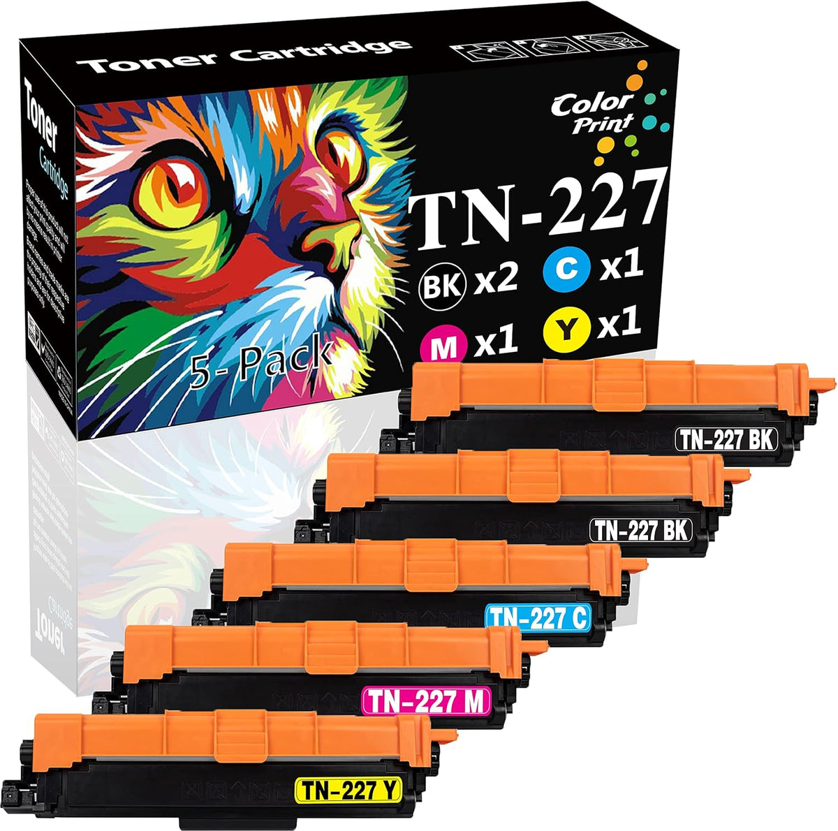 Compatible TN227 Toner Cartridge Replacement 5-Pack K102027