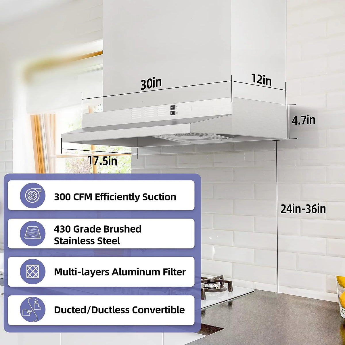 30 inch Under Cabinet Stainless Steel Range Hood I229525