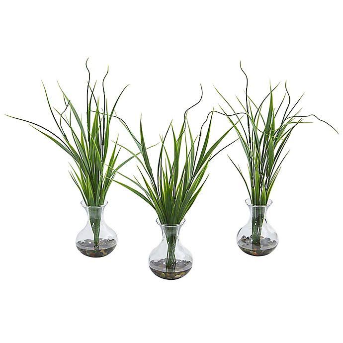 14x22 Grass Artificial Plant in Glass Vase Set of 3 X228045