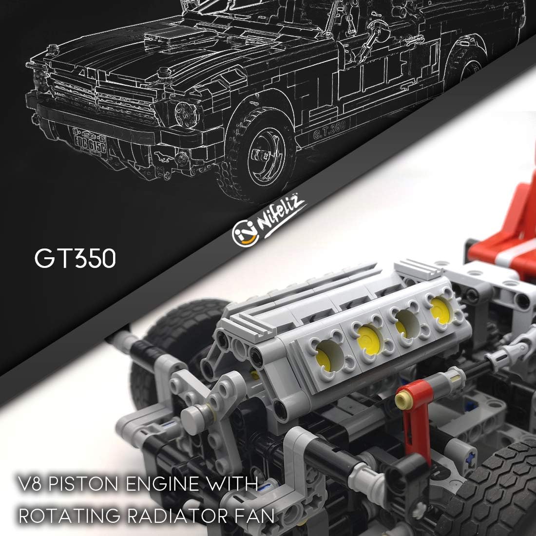 1965s GT350 Race Car Building Set (1,817 Pieces) D2899