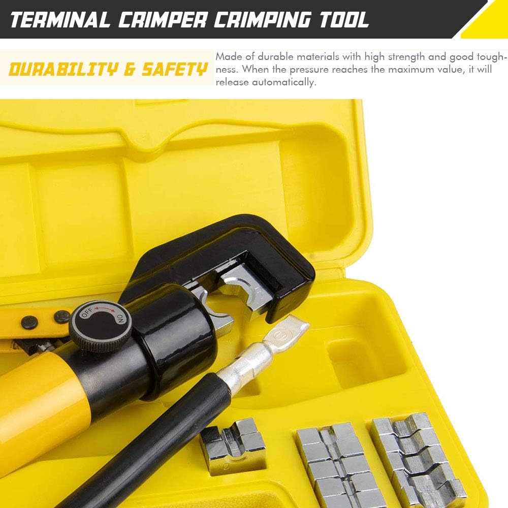 10 Ton Hydraulic Hand Crimper Tool Set with 9 Pairs of Dies C164400