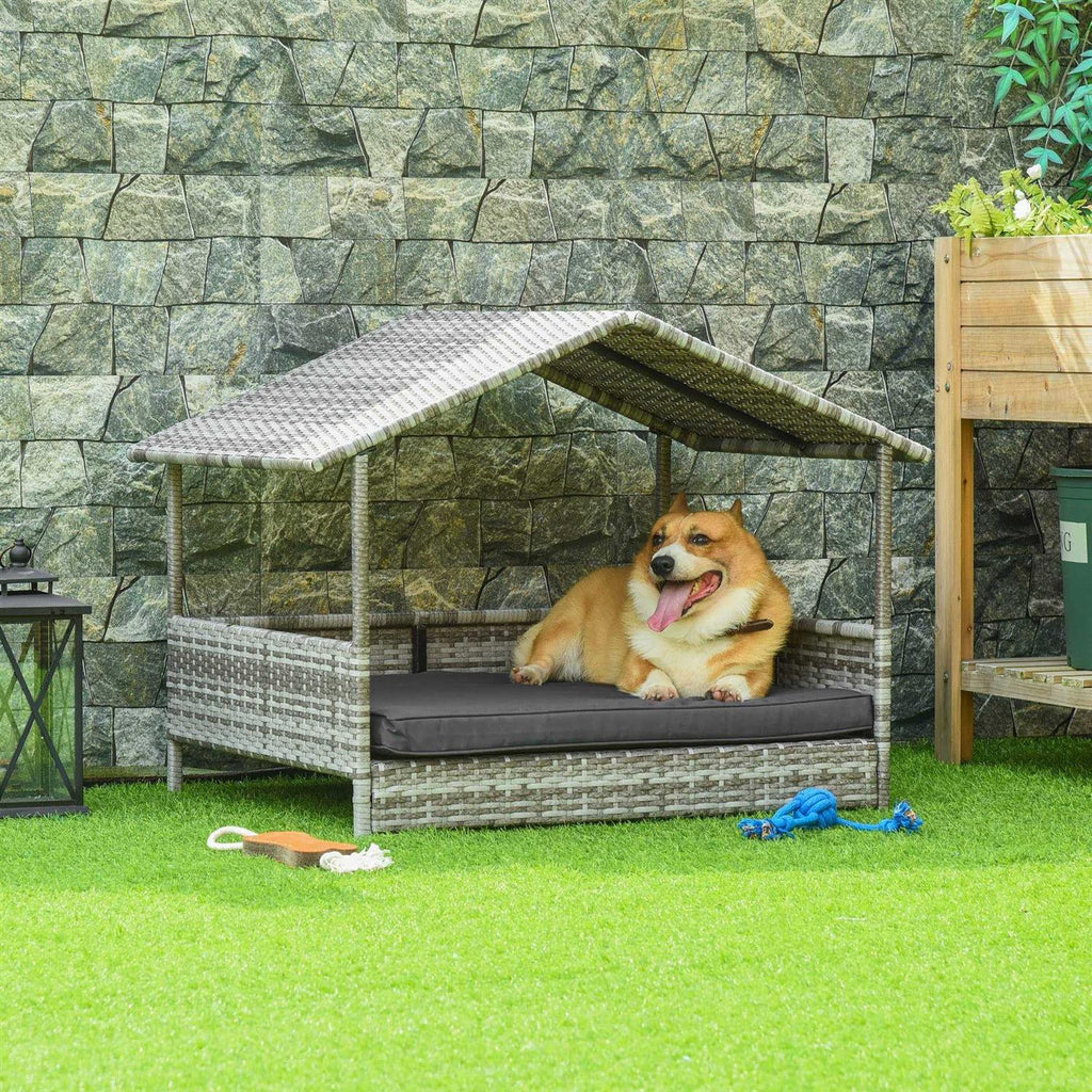 Wicker Elevated Dog House with Removable Cushion P7695