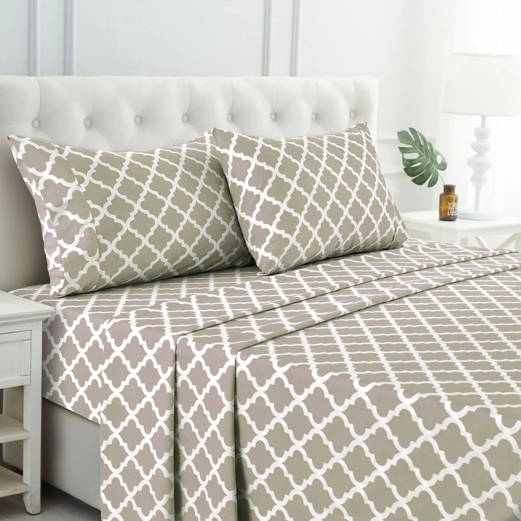 Queen Size 4 Piece Microfiber Deep Pocket Bed Sheets Set D532693