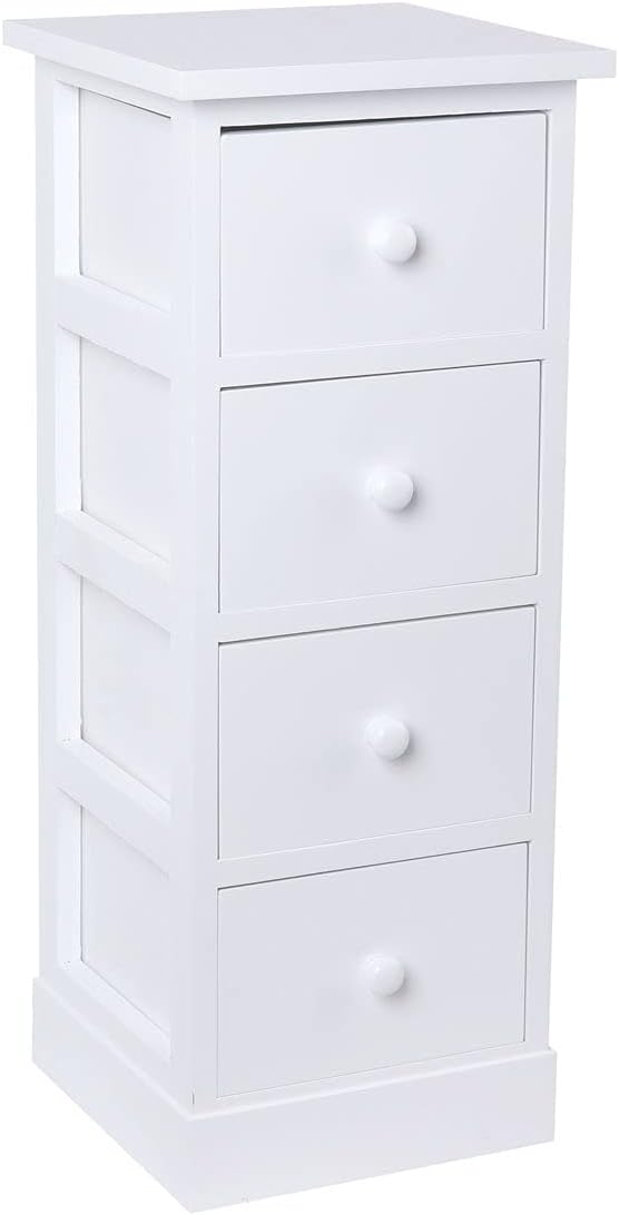 White 4 Drawer Wooden Bathroom Storage Cabinet Q438