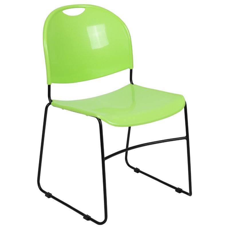 Green and Black Plastic Stacking Chair O469744