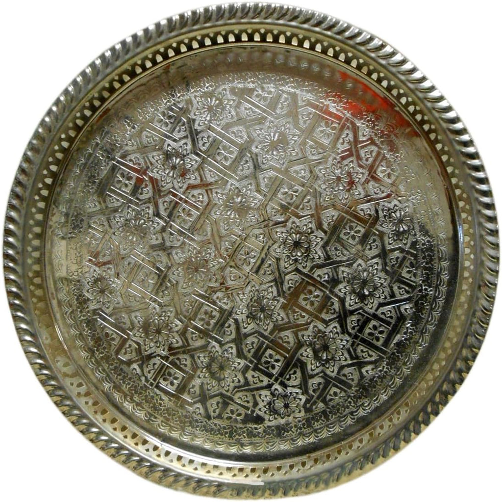 Handmade Silver Moroccan Tea Tray Q757