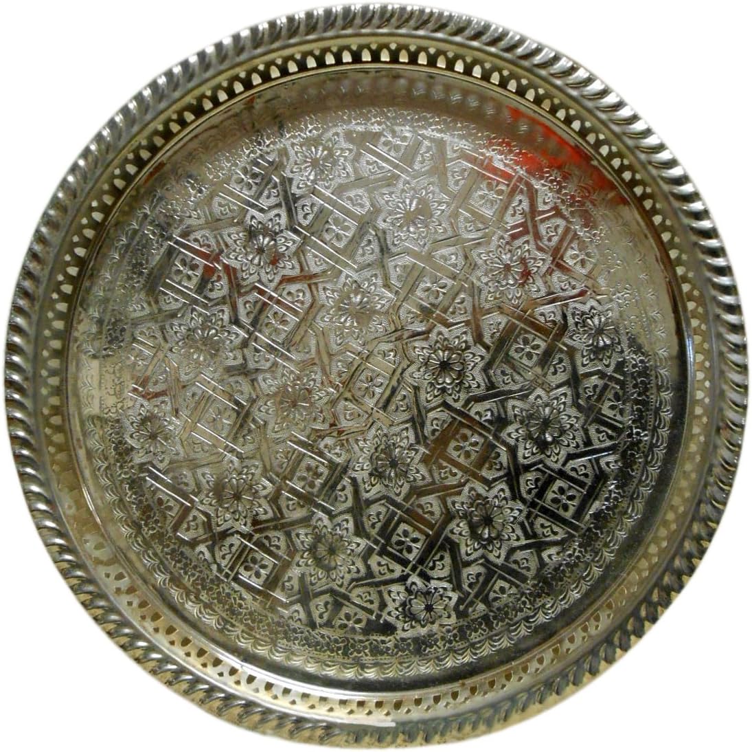 Handmade Silver Moroccan Tea Tray Q757