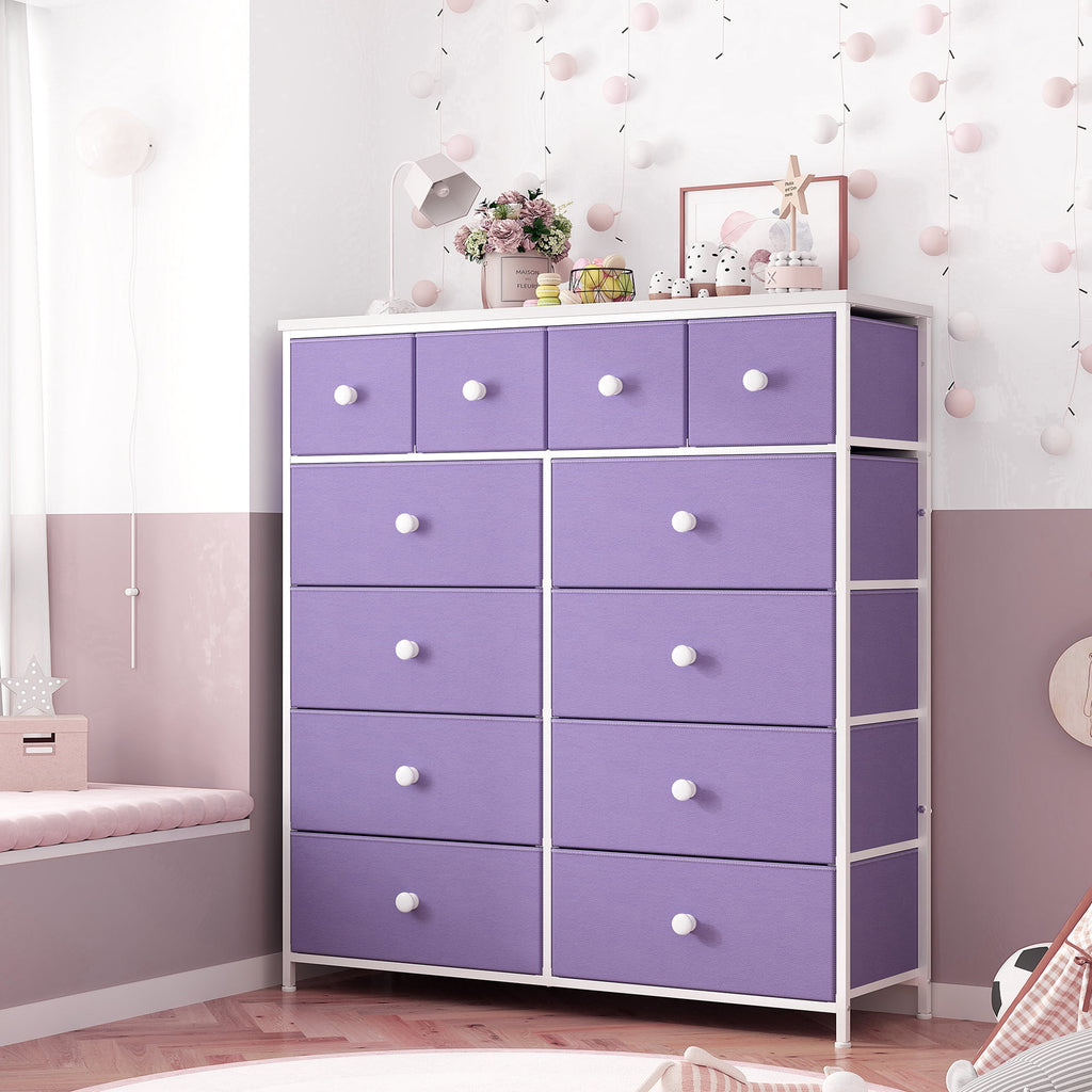 9 Drawer Fabric Dresser with Shelves I467