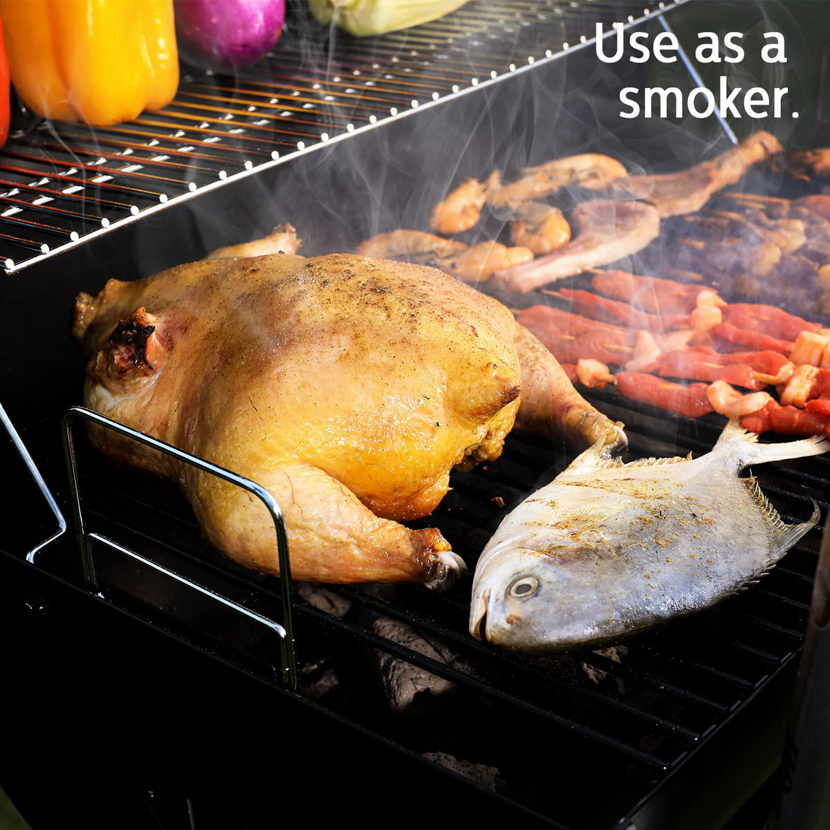 Portable Barrel Charcoal BBQ Grill with Front Shelf E806878