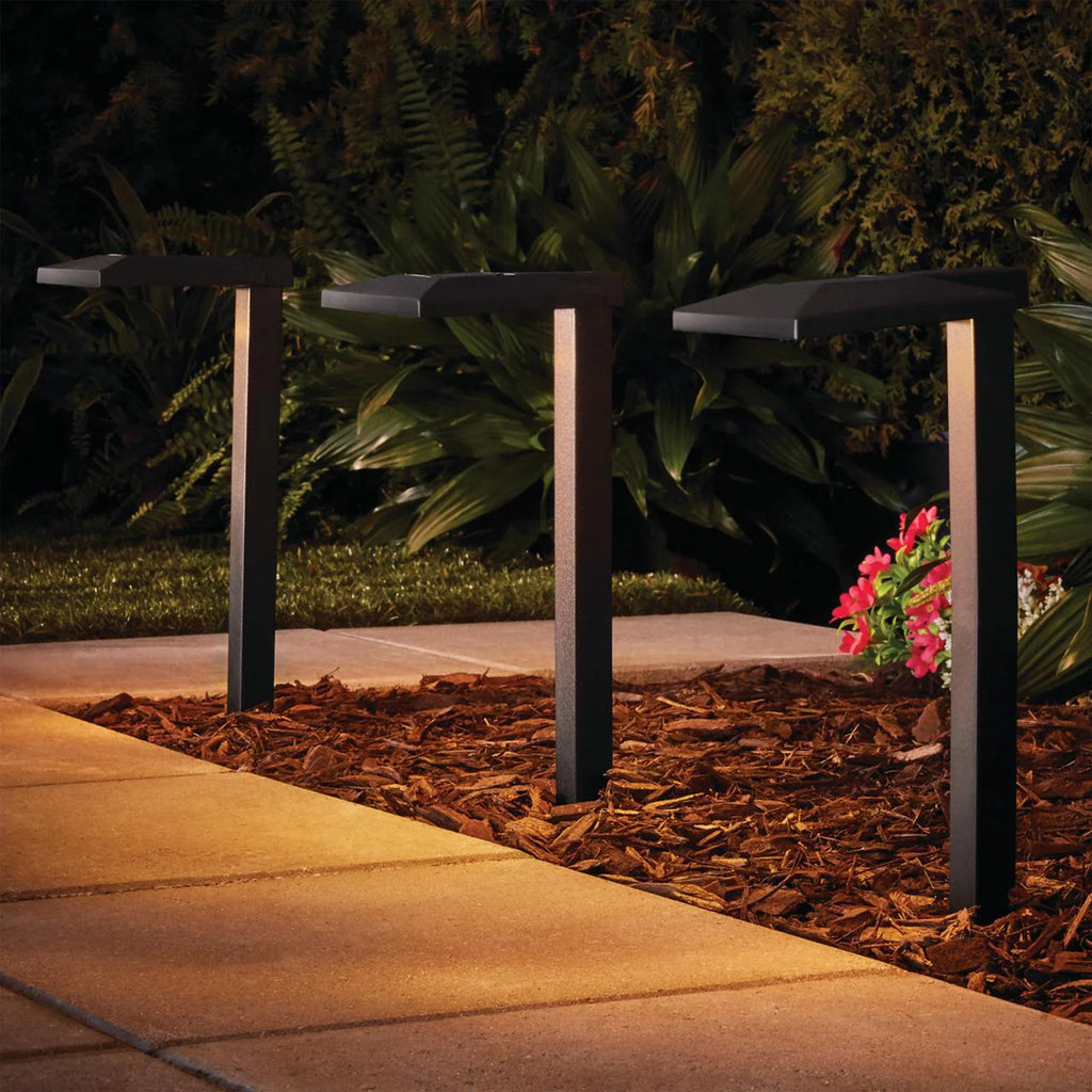 Solar Powered Square Black Plastic LED Landscape Path Light C66958