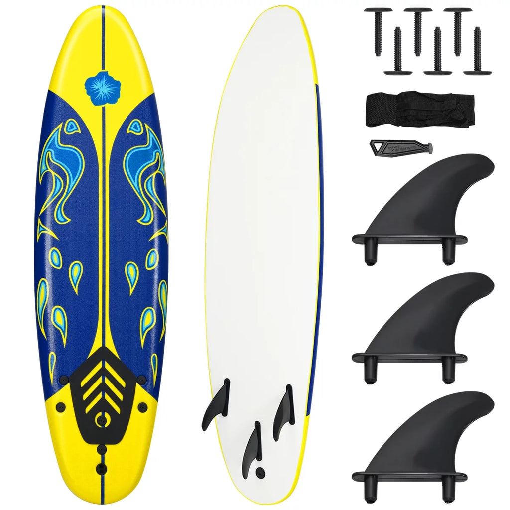 Inflatable Surfboard with Safety Leash White R1001