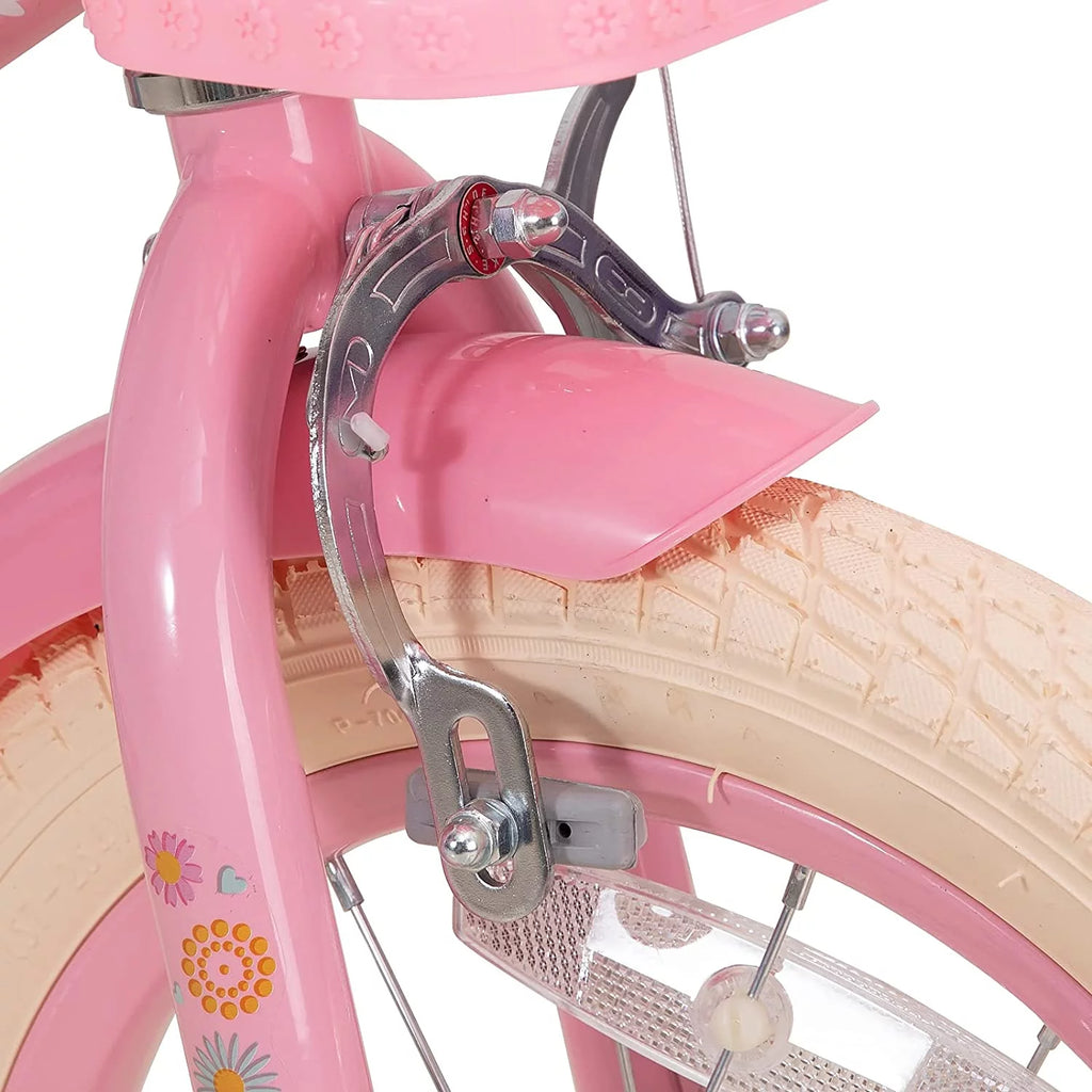 12 Inch Kids Bike with Training Wheels and Basket Pink A3176