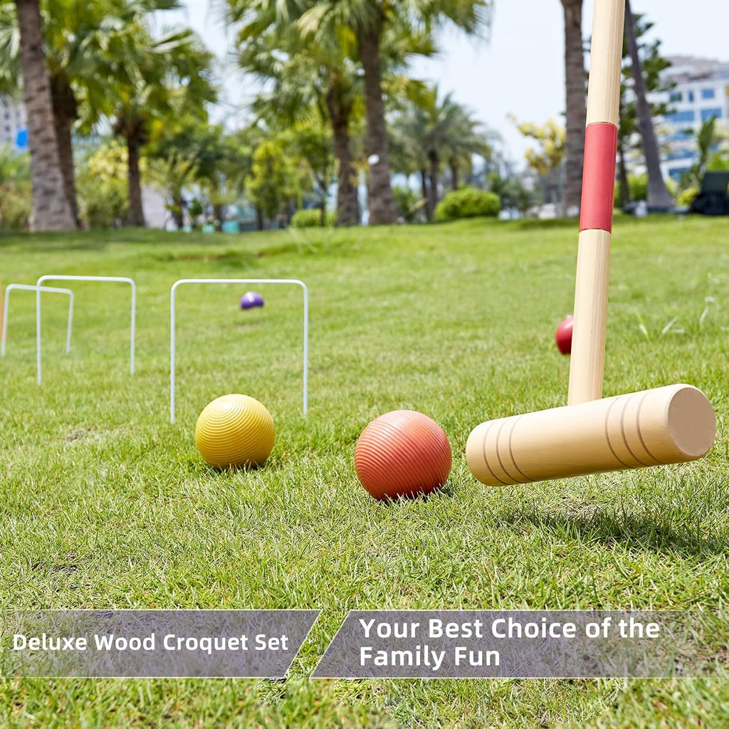 32In Six Player Croquet Set with Pine Wooden Mallets and Carry Bag G15184