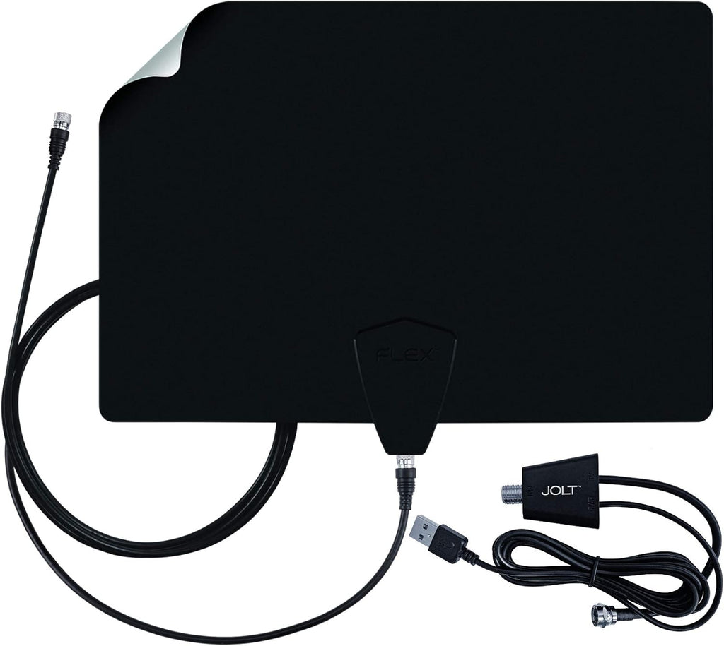 Amplified TV Antenna, 50+ Mile Range, UHF/VHF, Multi-Directional, Black/White/Paintable E427