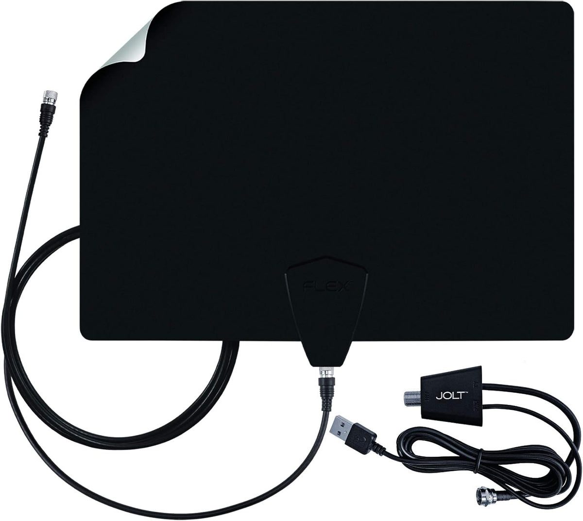 Amplified TV Antenna, 50+ Mile Range, UHF/VHF, Multi-Directional, Black/White/Paintable E427