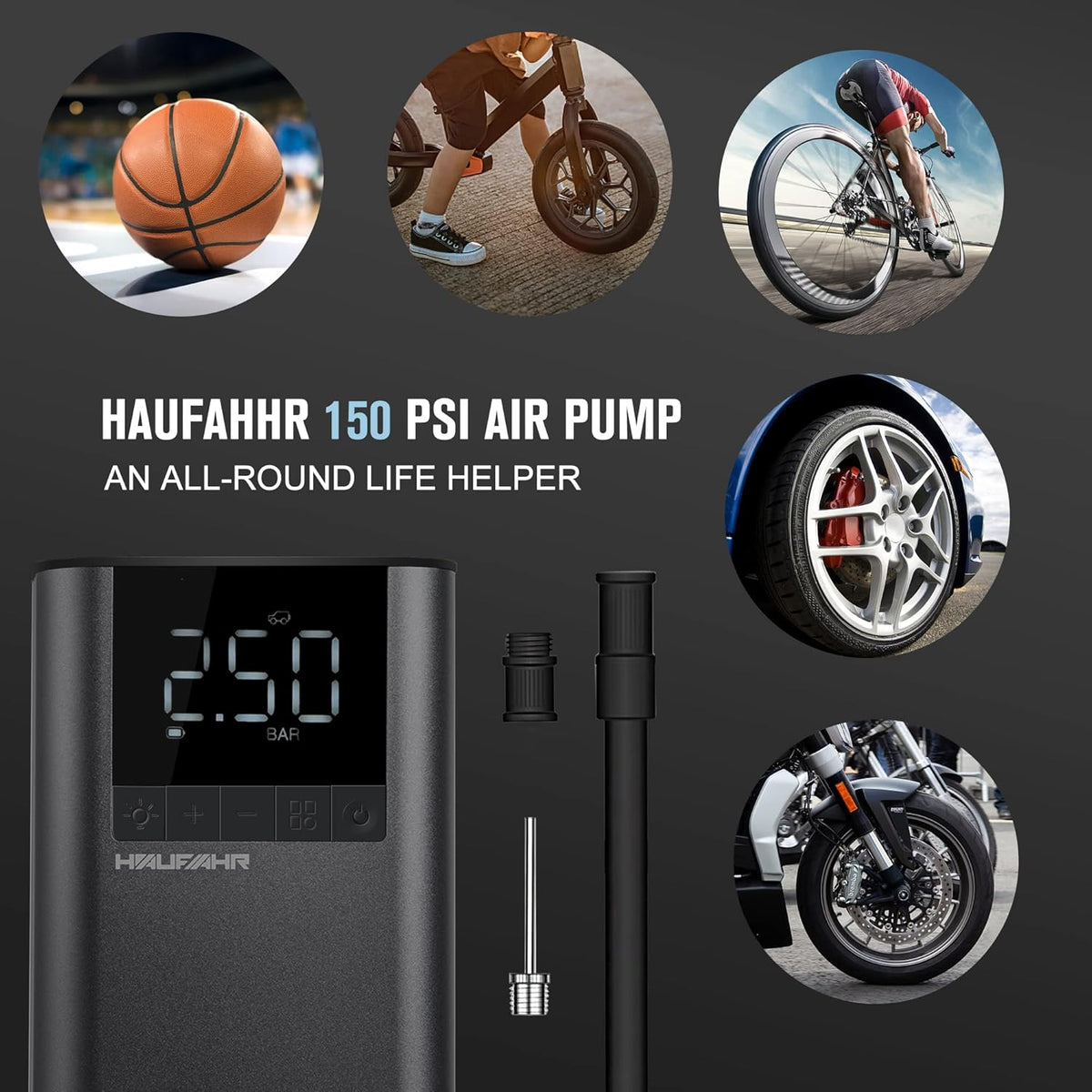 150PSI 7800 mAh Portable Air Compressor with LED Light G3003