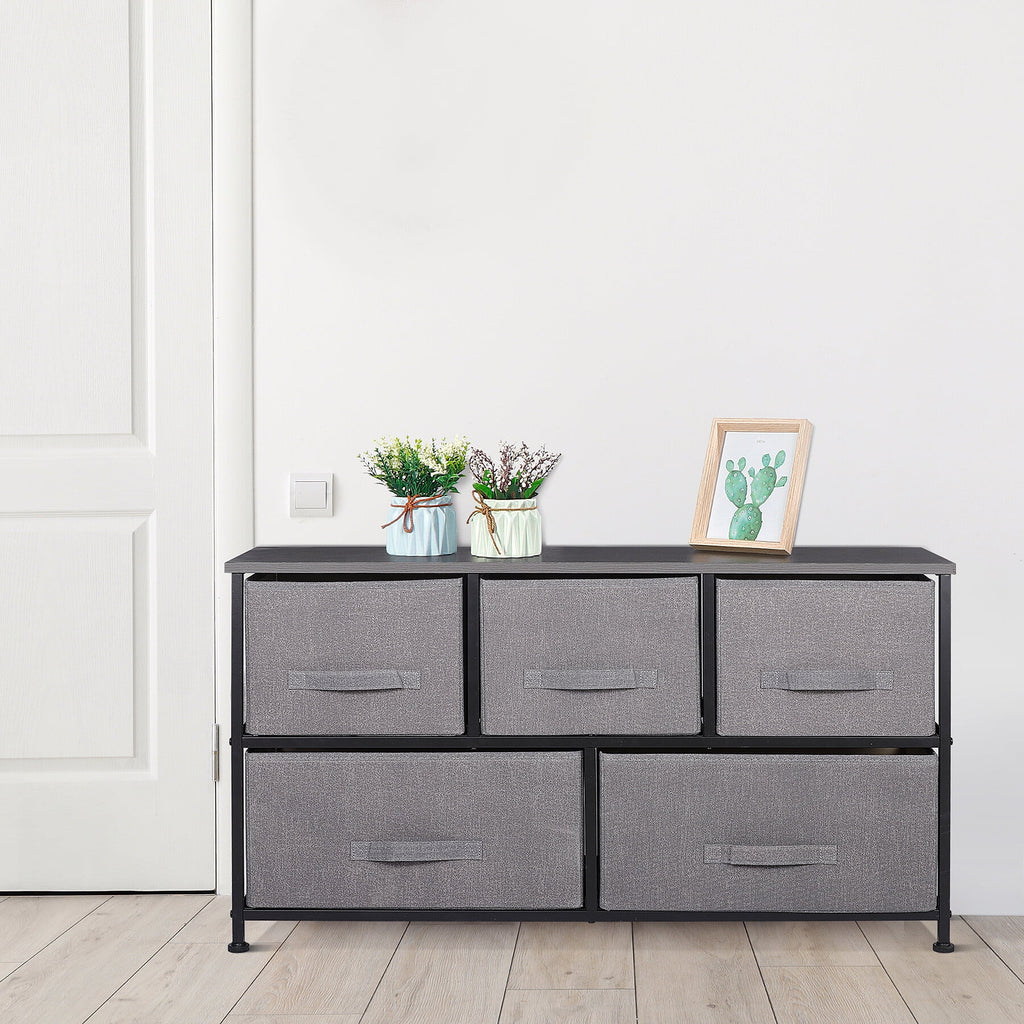 Brown 5 Drawer Fabric Dresser N930