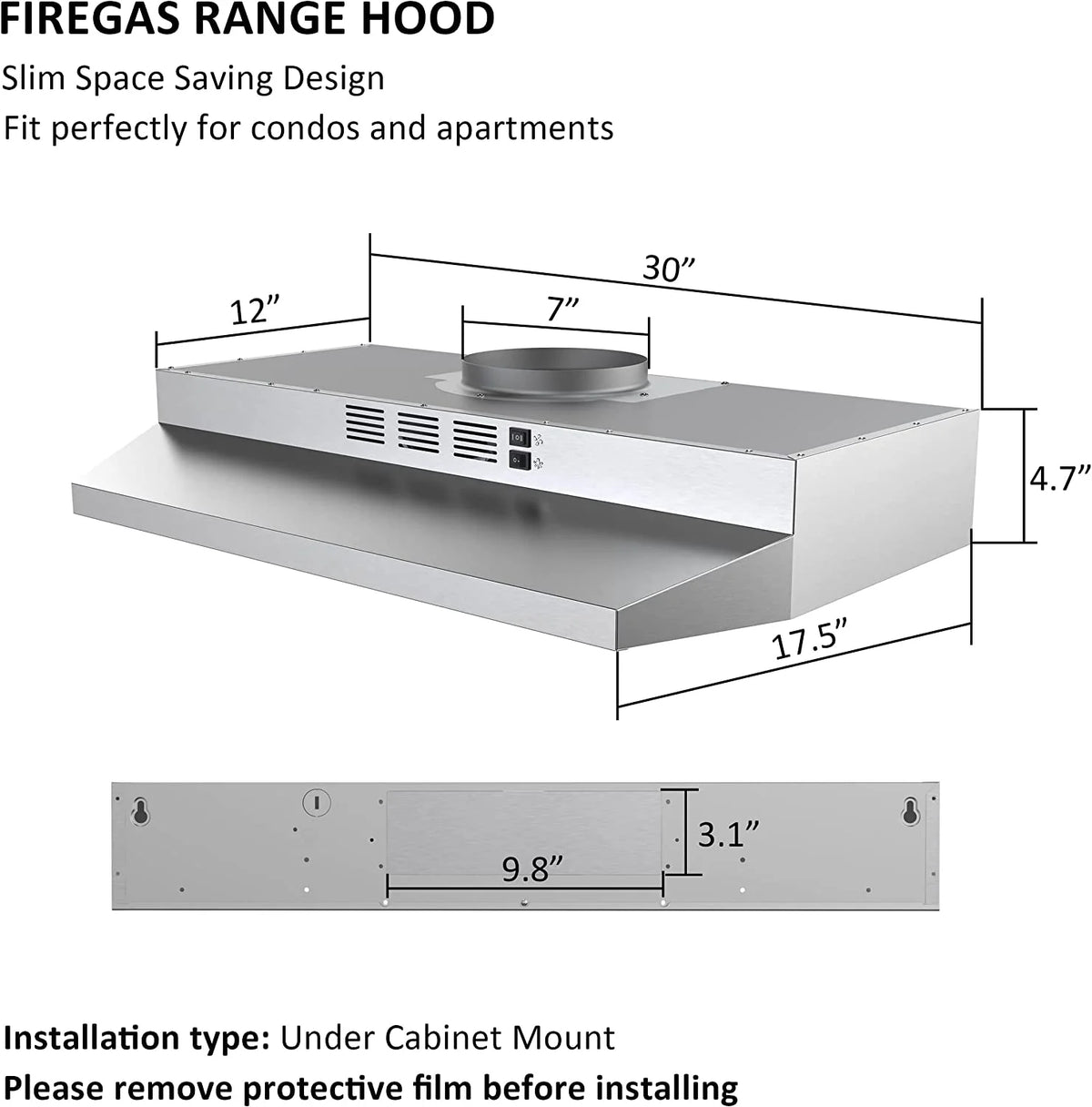 30 inch Under Cabinet Stainless Steel Range Hood I229525