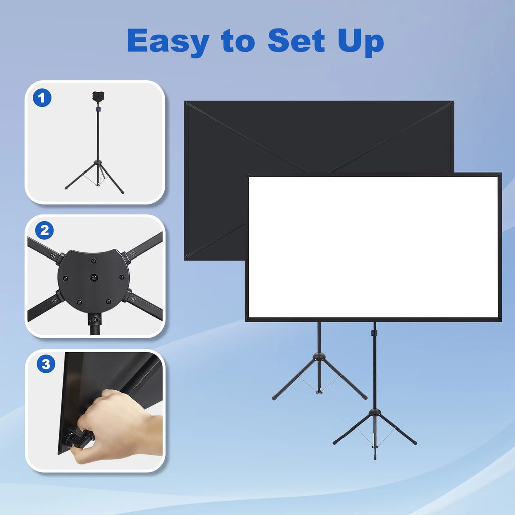 Portable Projector Screen with Stand, 80 Inch 16:9 Tripod Projection Screen P793983