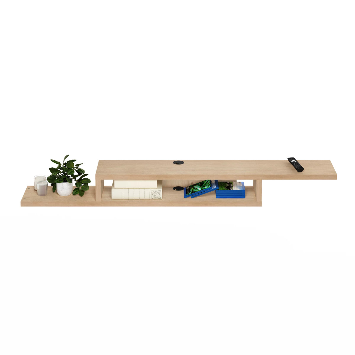 Wall Mounted Floating Media Console, 72 inch, Marcy Oak Q220