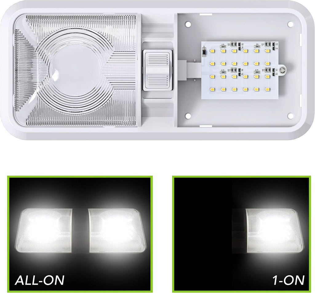 5 Pack LED Ceiling Double Dome Light Fixture with ON/OFF Switch 12V Natural White R8817