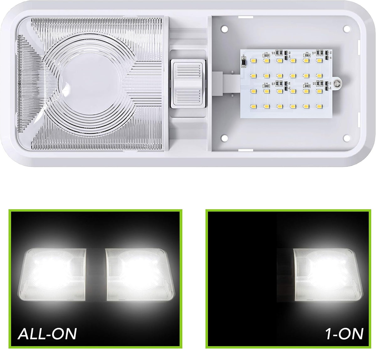 5 Pack LED Ceiling Double Dome Light Fixture with ON/OFF Switch 12V Natural White R8817