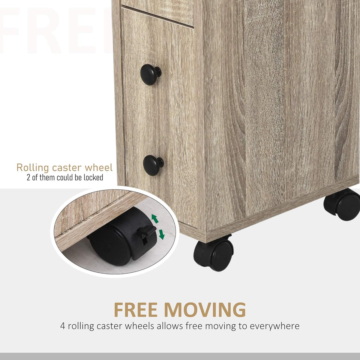 Freestanding Bathroom Cabinet with 4 Rolling Wheels K87452