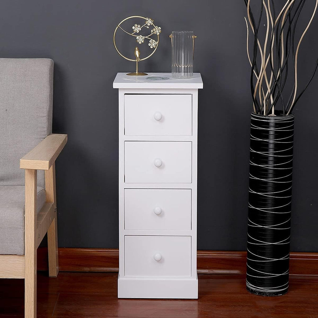 White 4 Drawer Wooden Bathroom Storage Cabinet Q438