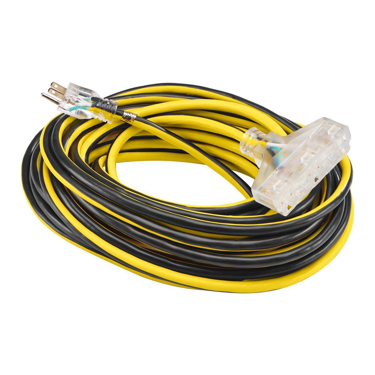 50 ft. 12/3 Gauge Multiple Outlet Extension Cord with Indicator Light, Yellow, Black Z8251