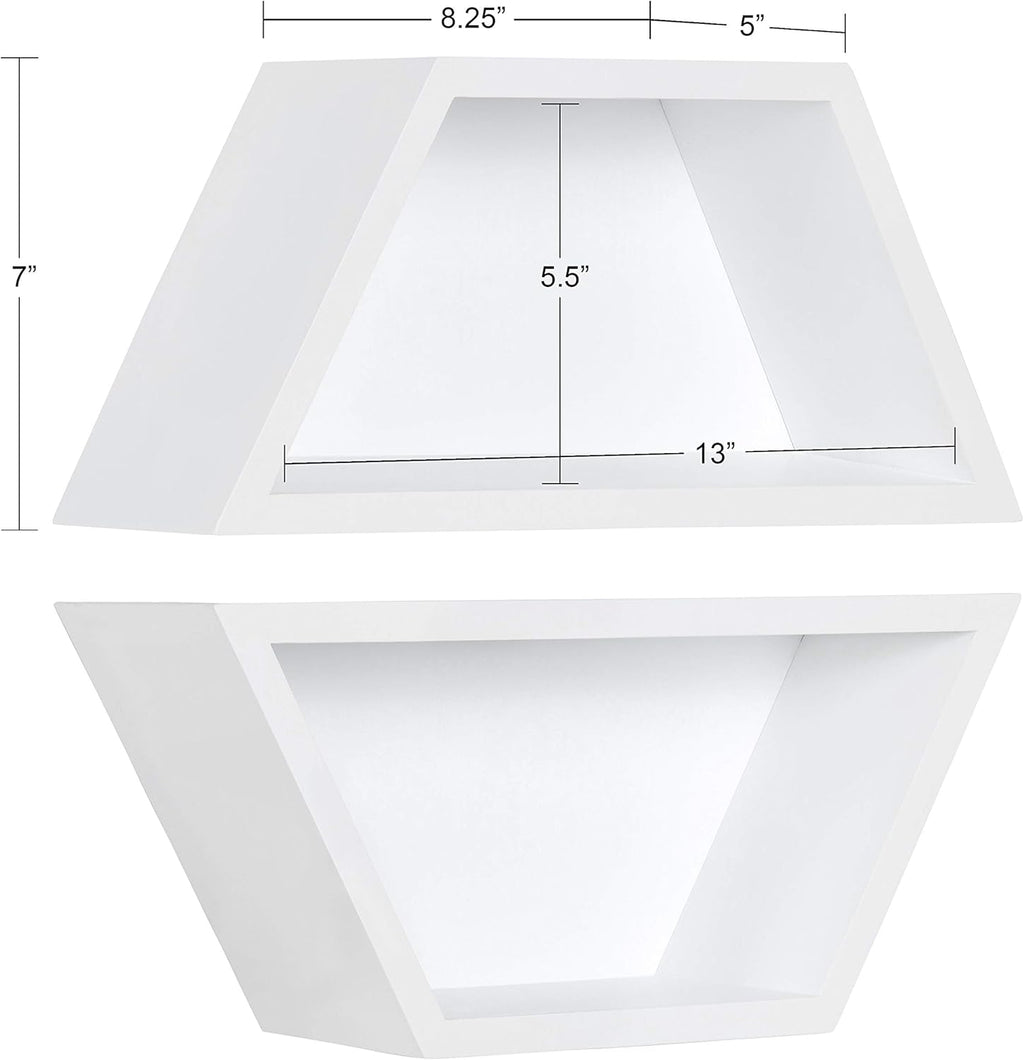 White Set of 2 Geometric Wood Shelves K723