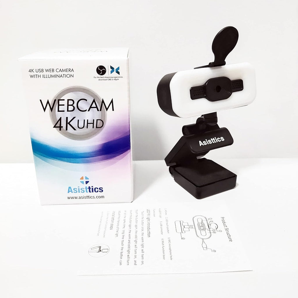 4K Webcam with Microphone and Ring Light L44300