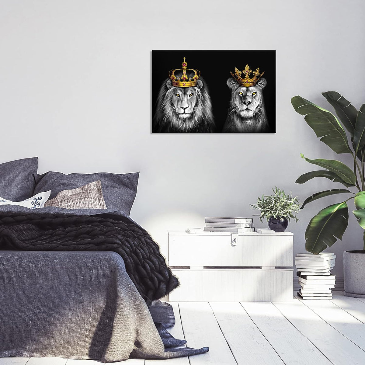 2 Pieces King Animal Canvas Wall Art 24x36inch K753217