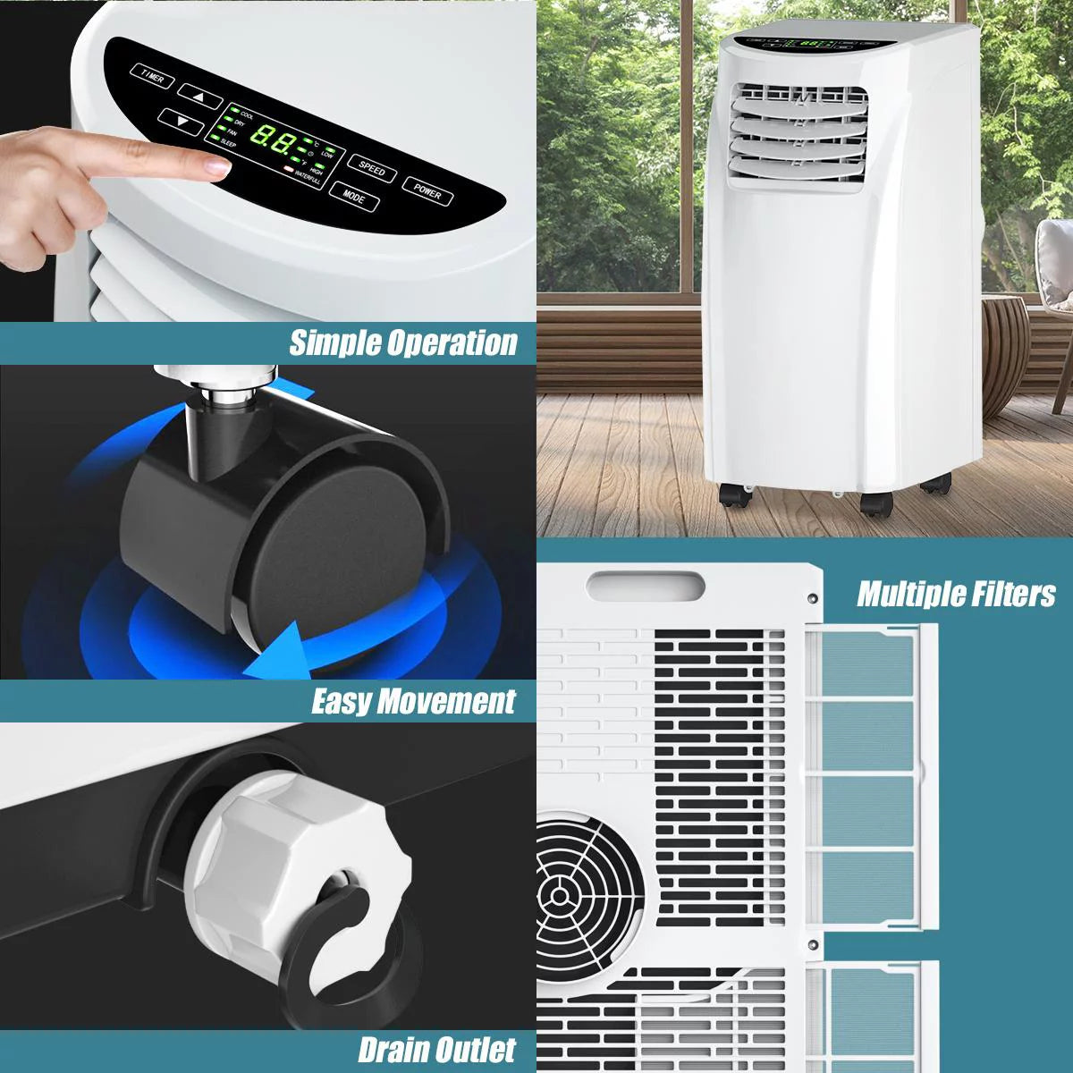 8000 BTU Portable Air Conditioner with Dehumidifier D867