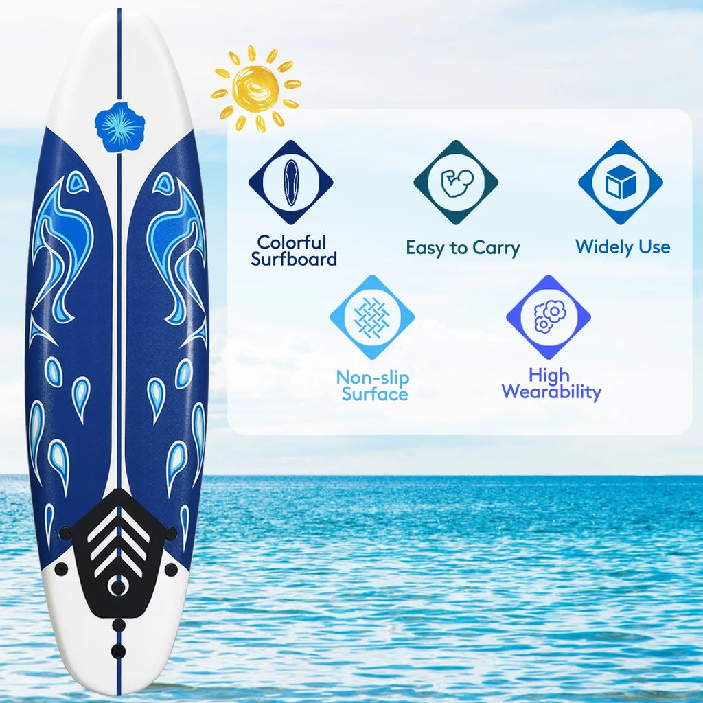 Inflatable Surfboard with Safety Leash White R1001