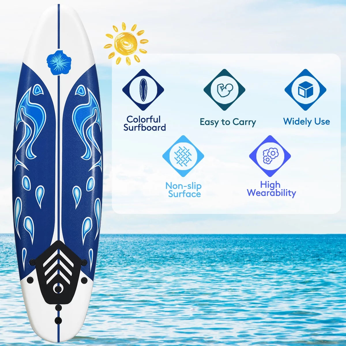Inflatable Surfboard with Safety Leash White R1001