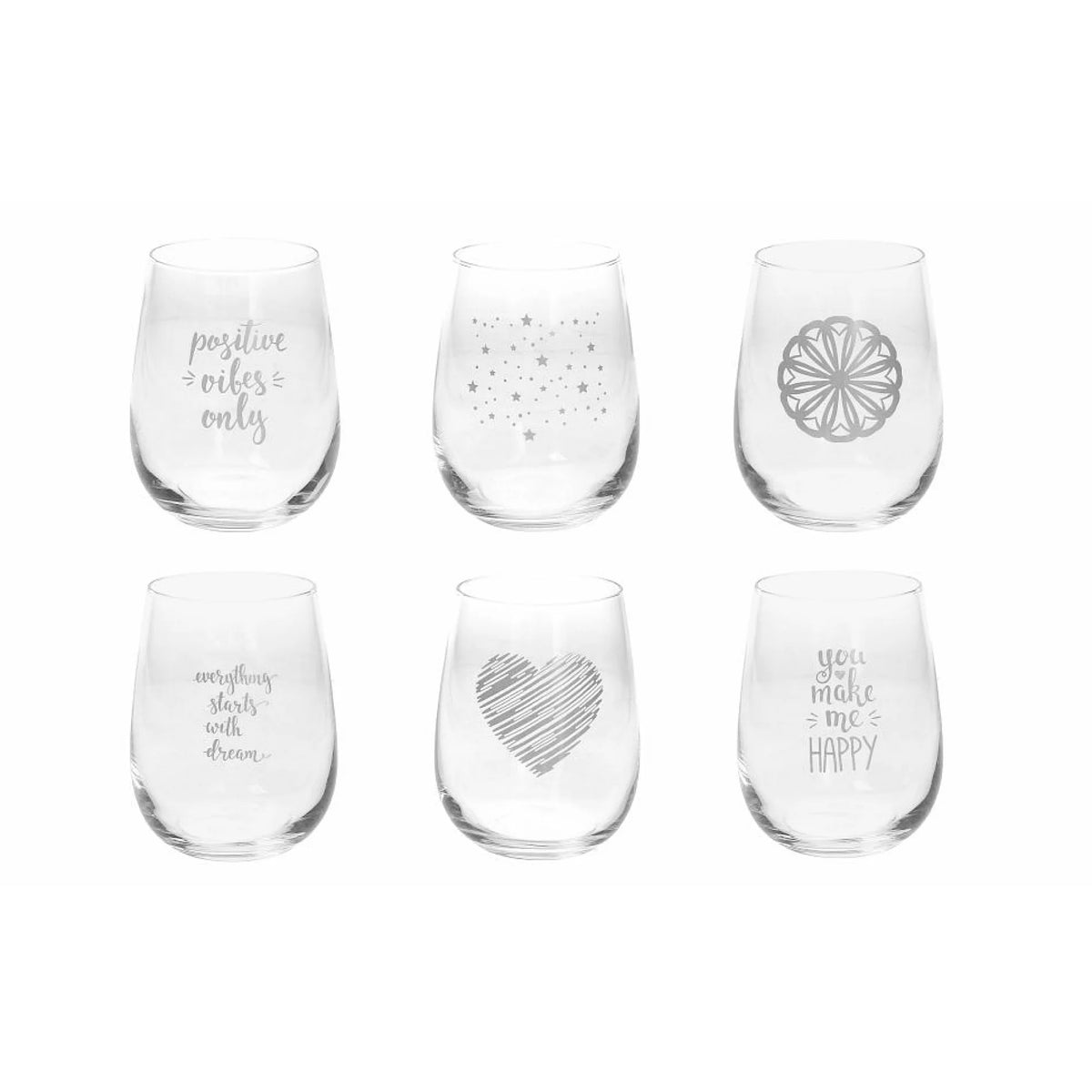 6 Glasses 470cc Gold Glass B752