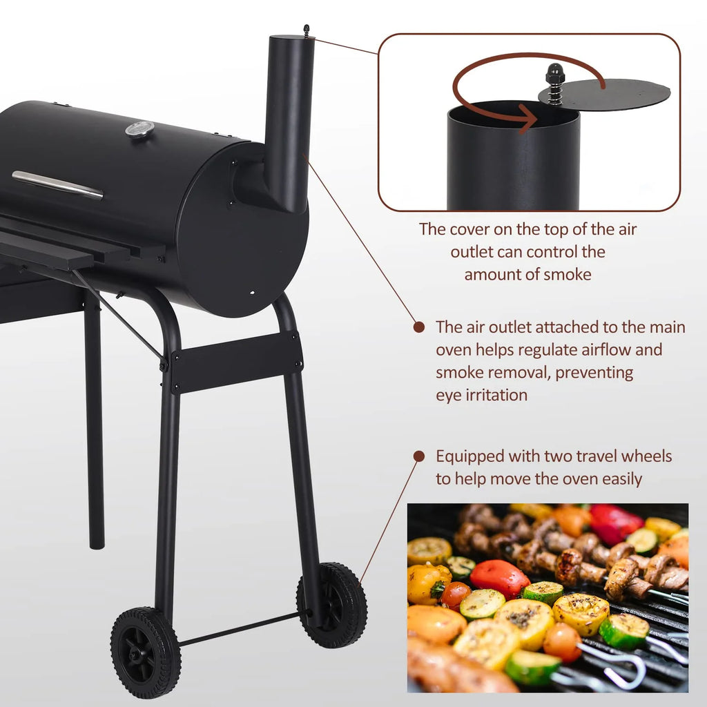 43'' Charcoal Grill with Wheels and Side Fire Box T36206