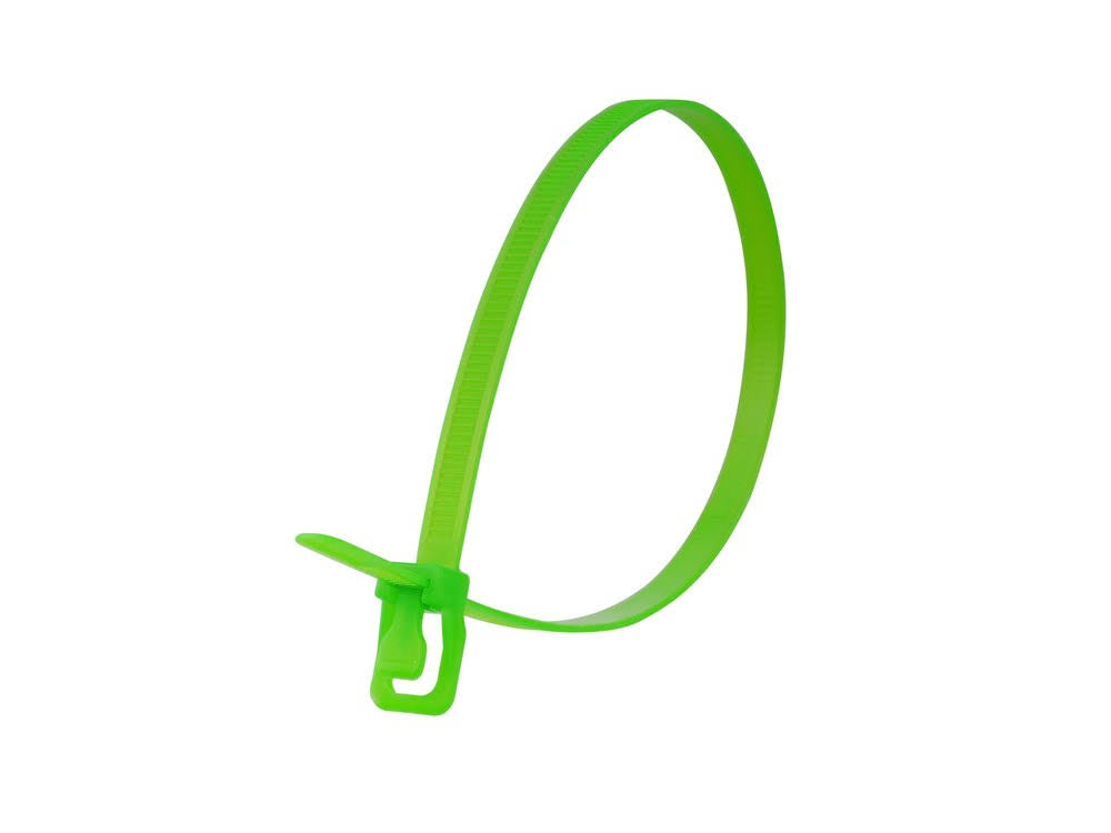 16 inch Fluorescent Green Releasable Cable Tie B310
